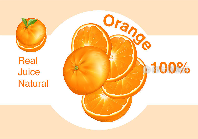 Orange with text layout, the natural product banner design concept. Creative illustration for poster, advertise and promotion.
